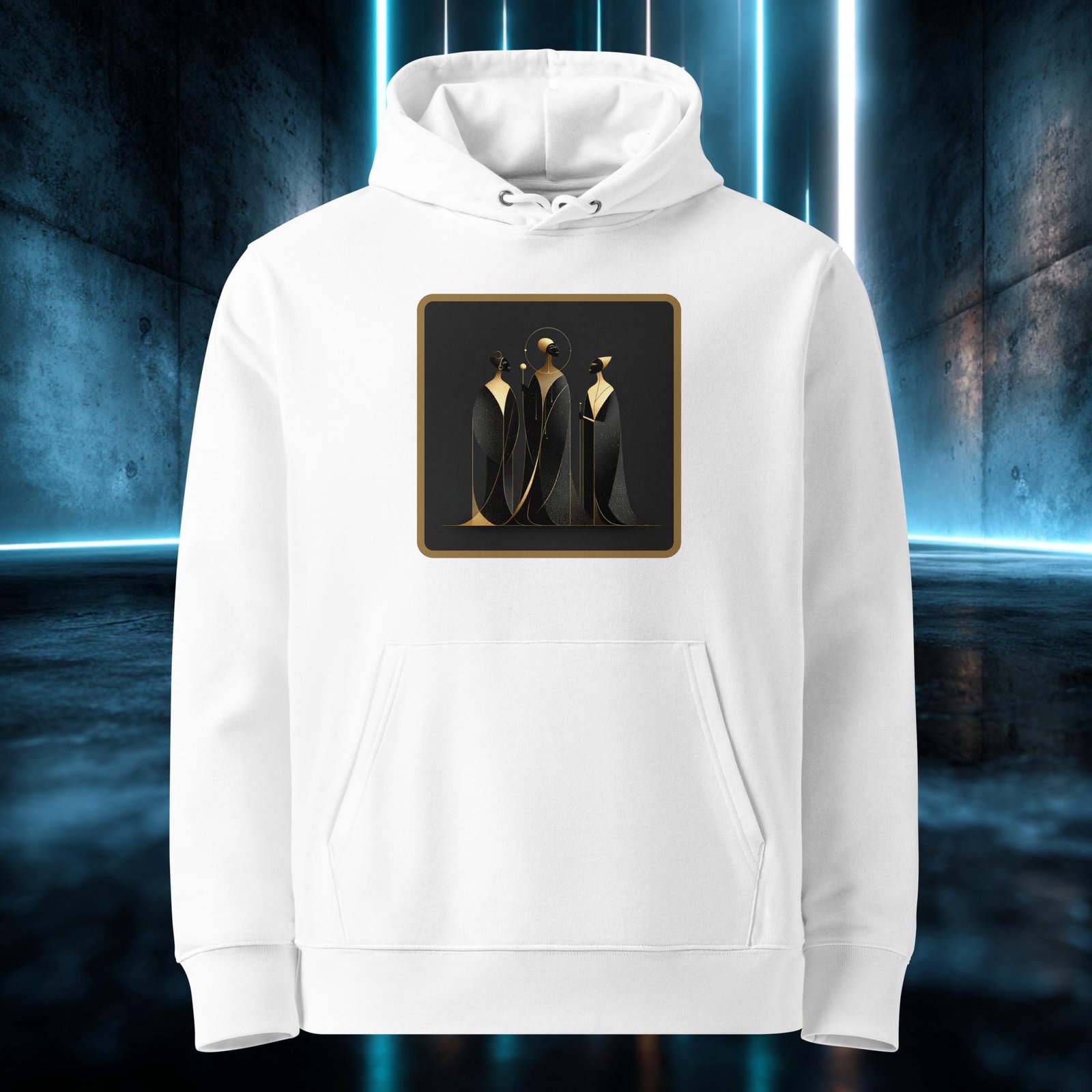 Sudadera orgánica con diseño Tres Siluetas de Oro — color 3