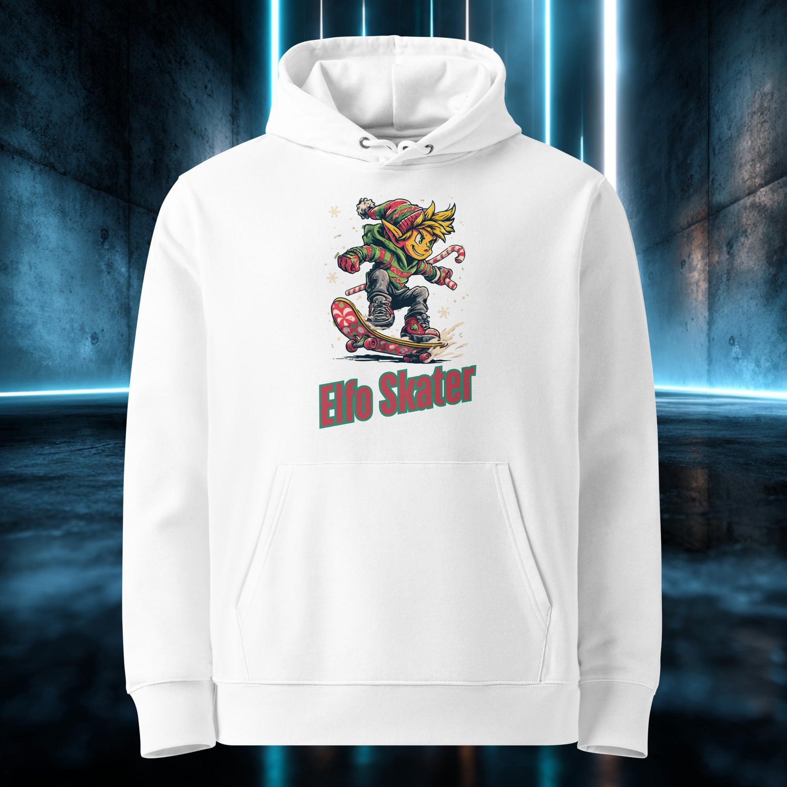 Sudadera orgánica con diseño Elfo Skater