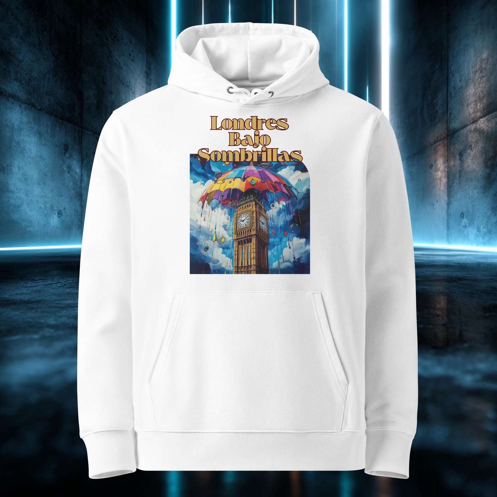 Sudadera orgánica con diseño Londres Bajo Sombrillas — color 3