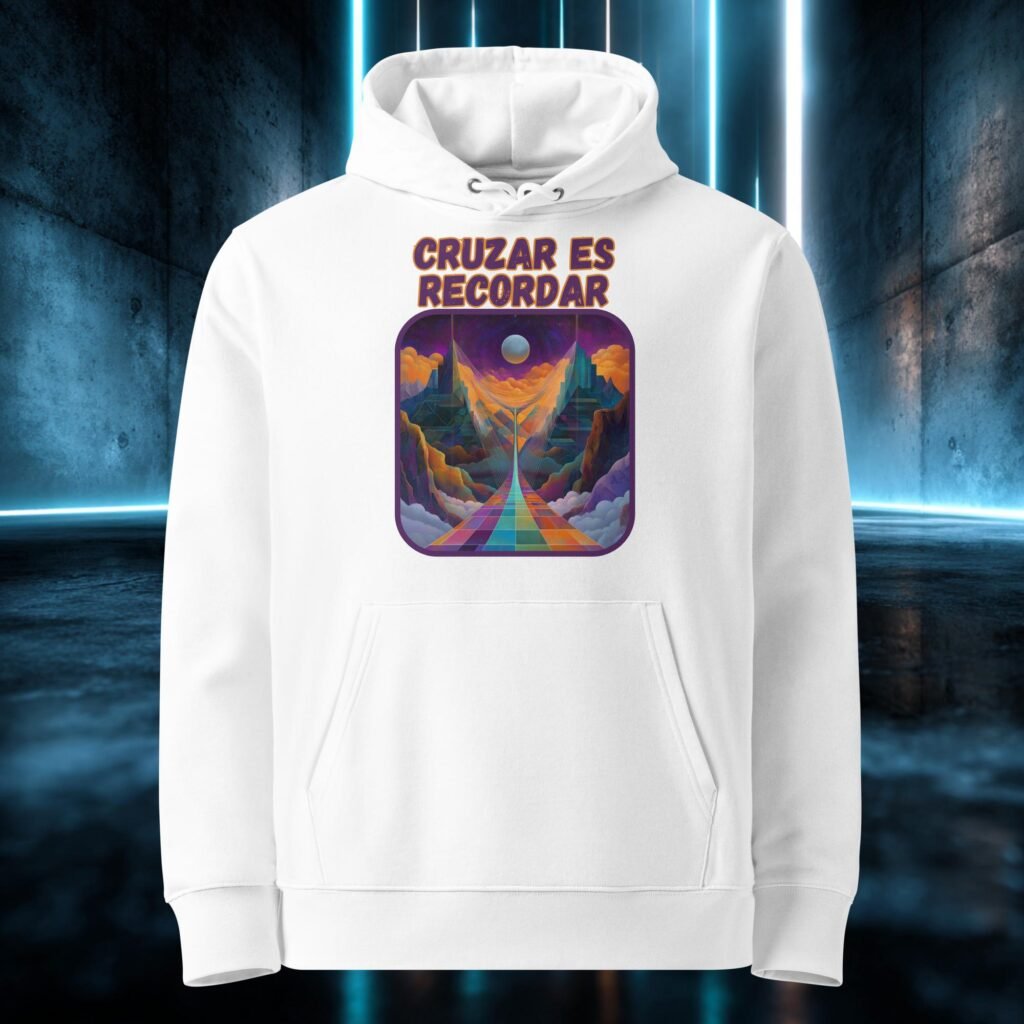 Sudadera orgánica con diseño Cruzar Es Recordar