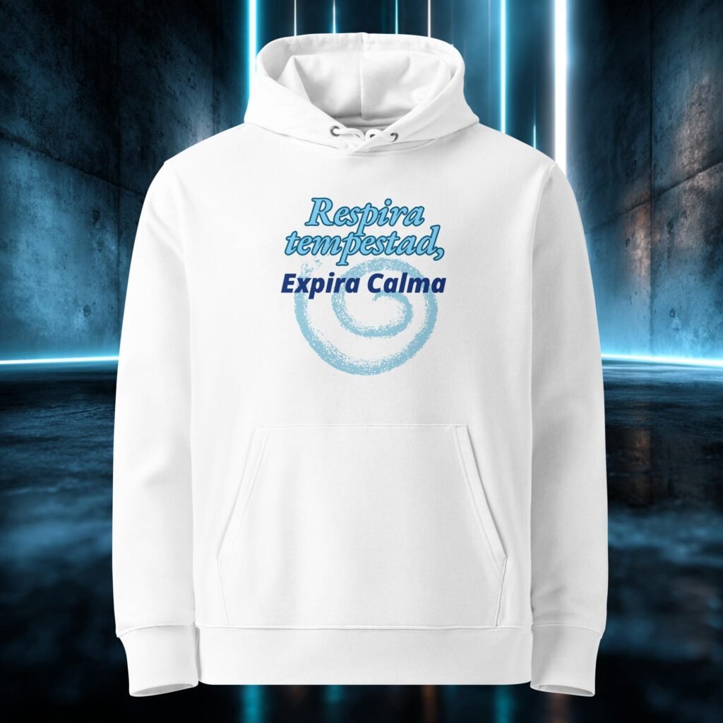 Sudadera orgánica con diseño Respira Tempestad, Expira Calma