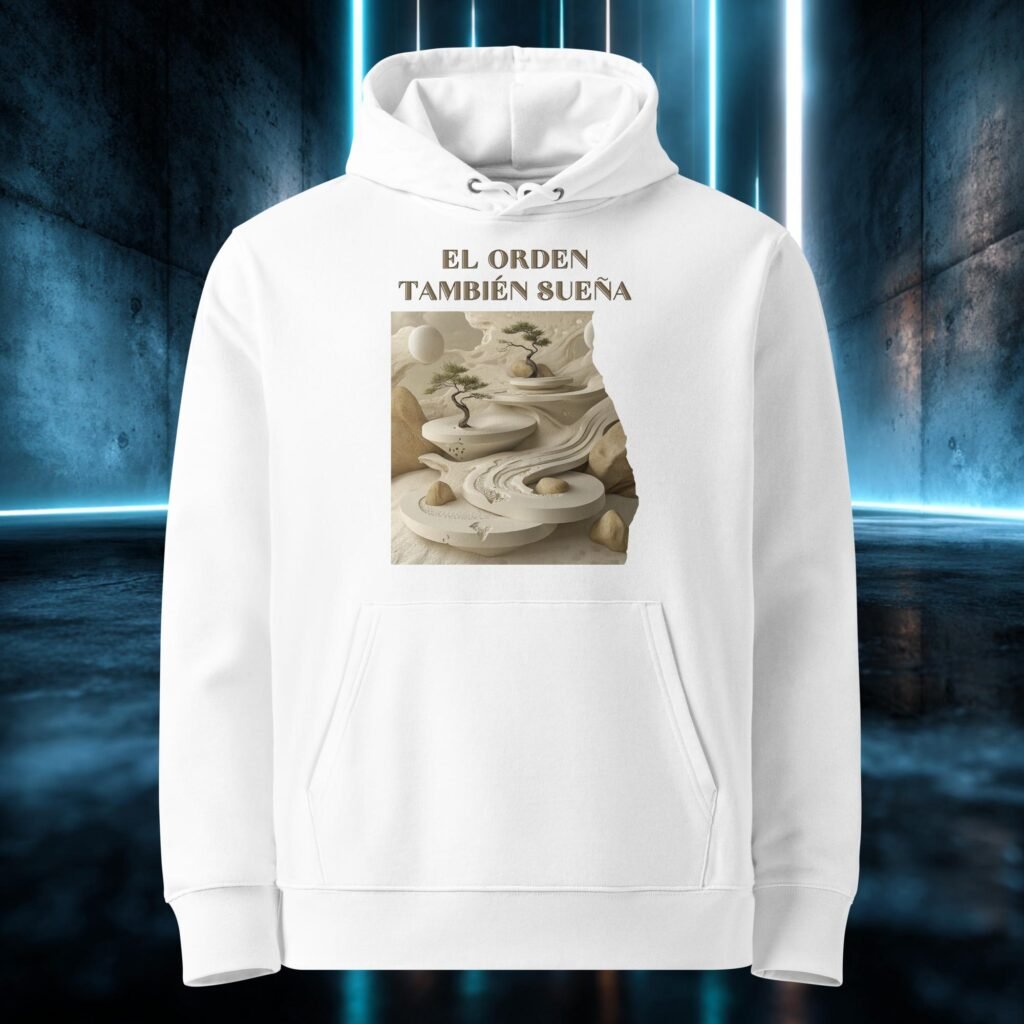 Sudadera orgánica con diseño El Orden También Sueña