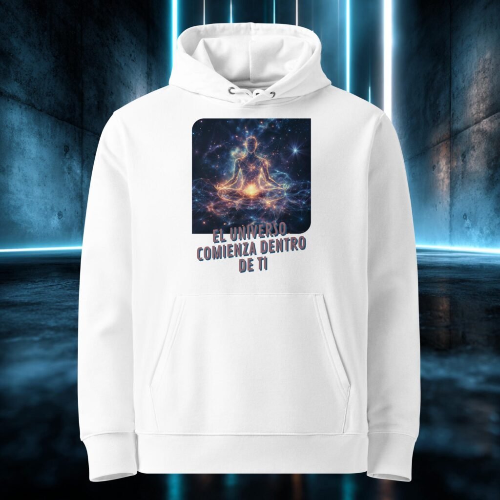 Sudadera orgánica con diseño El Universo Comienza Dentro de Ti