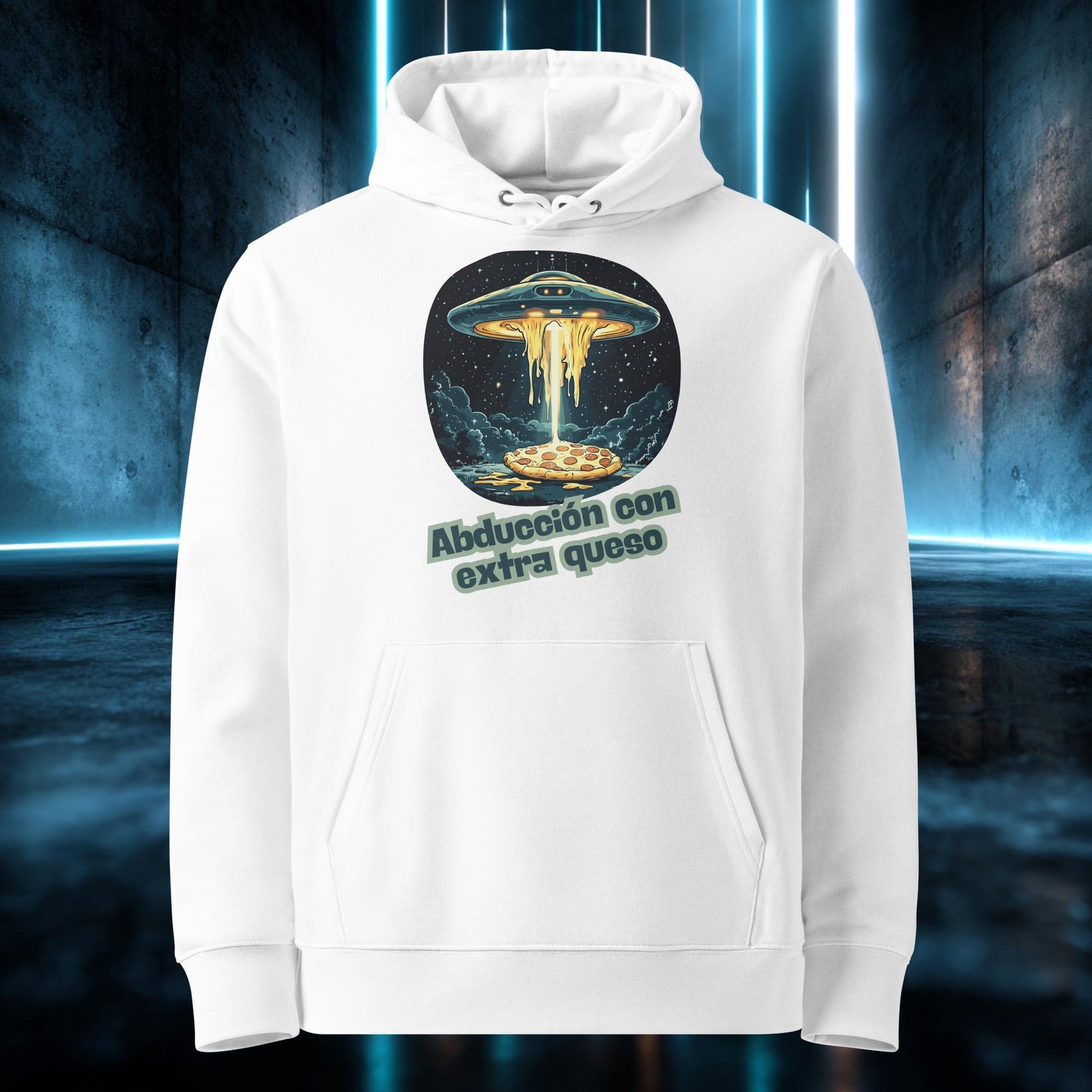 Sudadera orgánica con diseño Abducción con Extra Queso — color 3