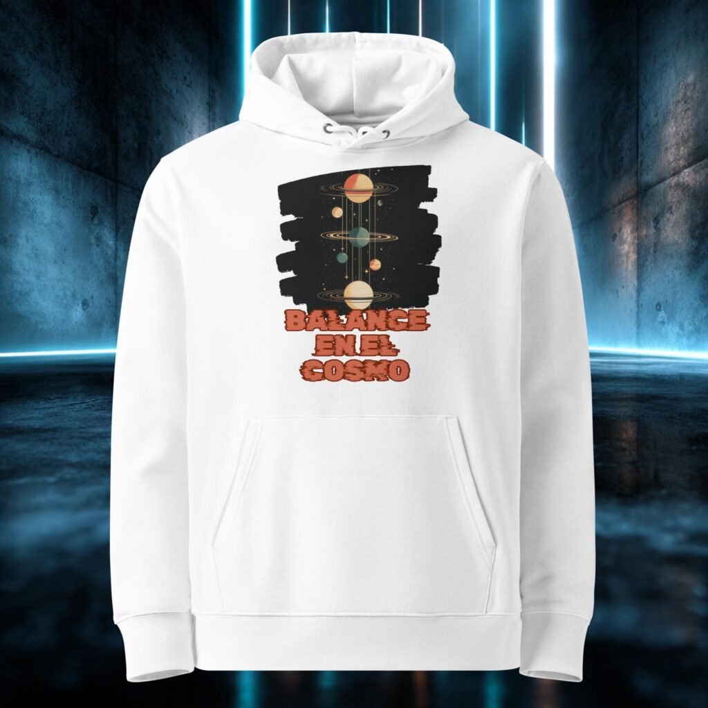 Sudadera orgánica con diseño Balance en el Cosmos