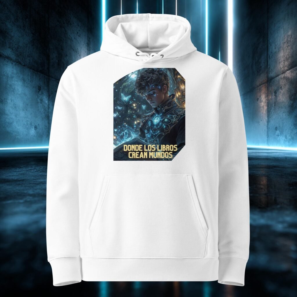 Sudadera orgánica con diseño Donde los Libros Crean Mundos
