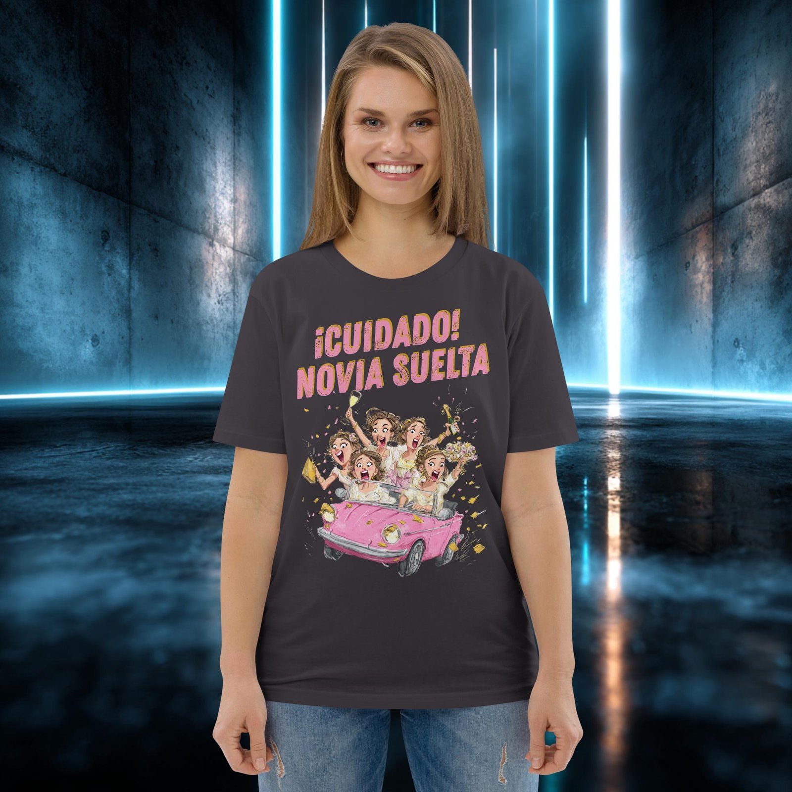 Camiseta orgánica con diseño Cuidado, Novia Suelta — color 5