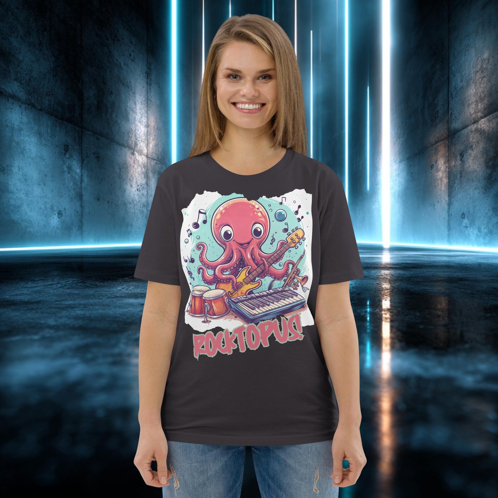 Camiseta orgánica con diseño Pulpo Rockero — color 6