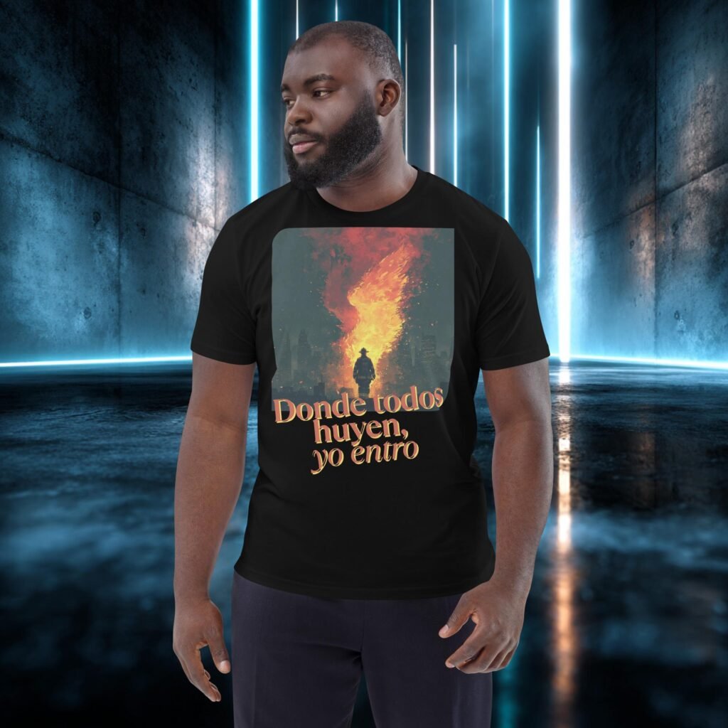 Camiseta orgánica con diseño Donde Todos Huyen, Yo Entro