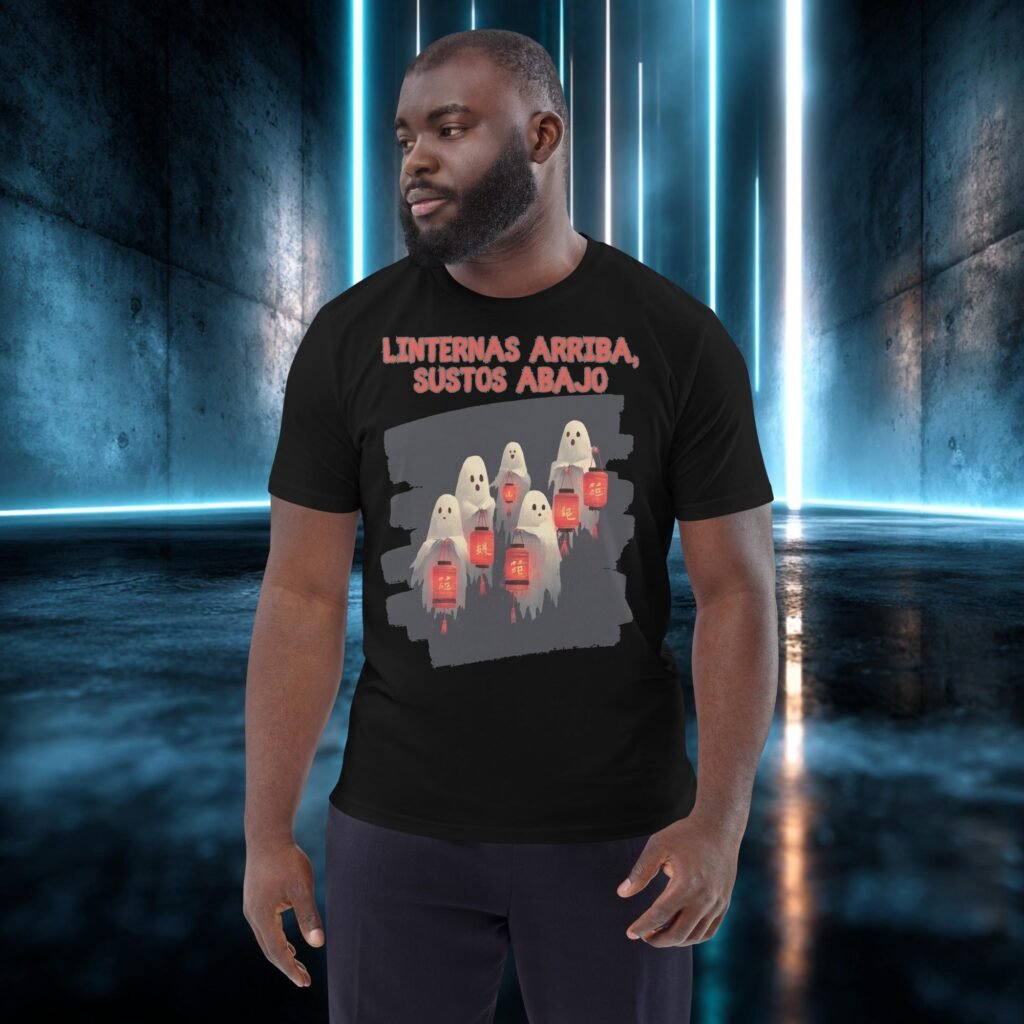 Camiseta orgánica con diseño Fantasmas con Farolillos