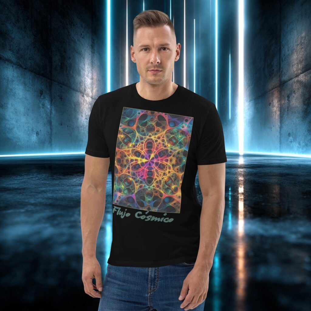 Camiseta orgánica con diseño Flujo Cósmico