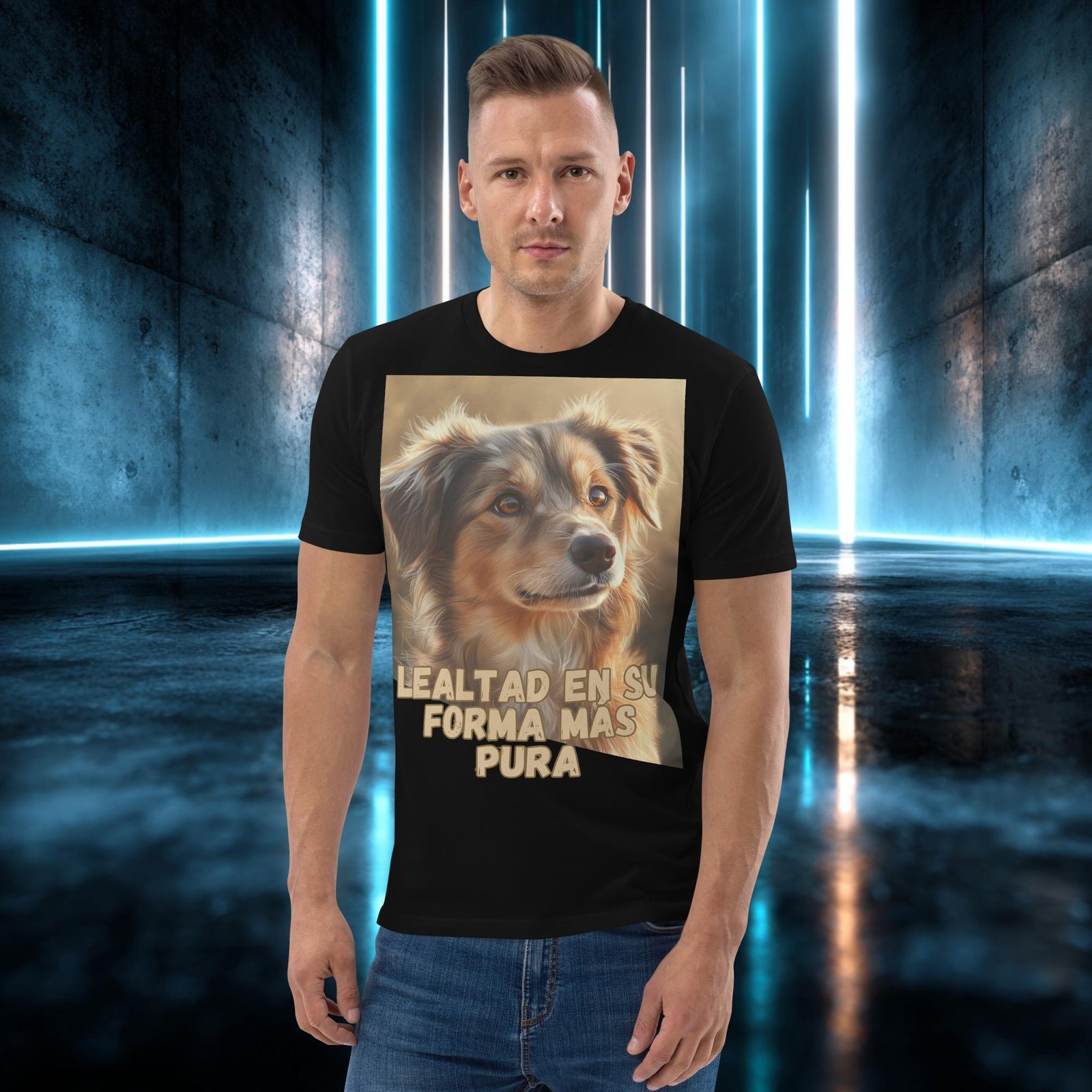 Camiseta orgánica con diseño Lealtad en Estado Puro — detalle del estampado