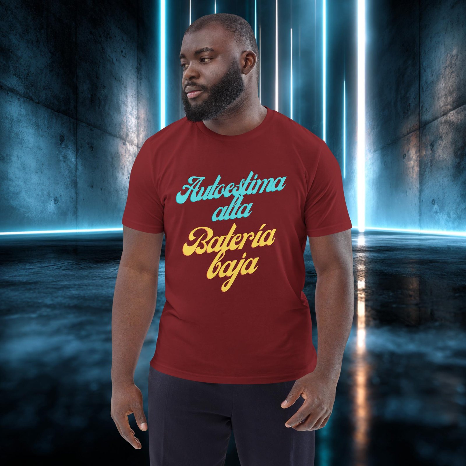 Camiseta orgánica con diseño Autoestima Alta, Batería Baja — color 8