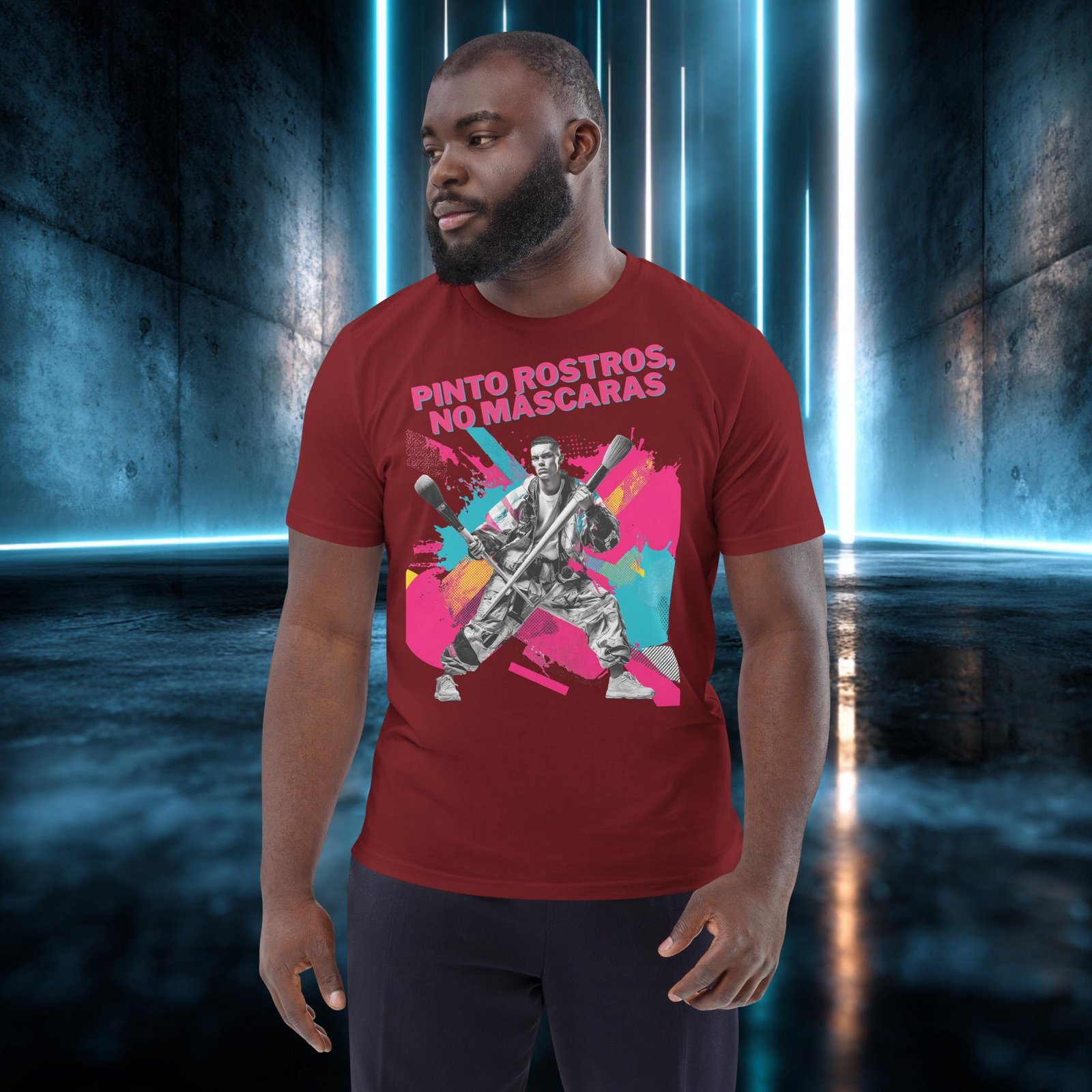 Camiseta orgánica con diseño Pinto Rostros, No Máscaras — color 8