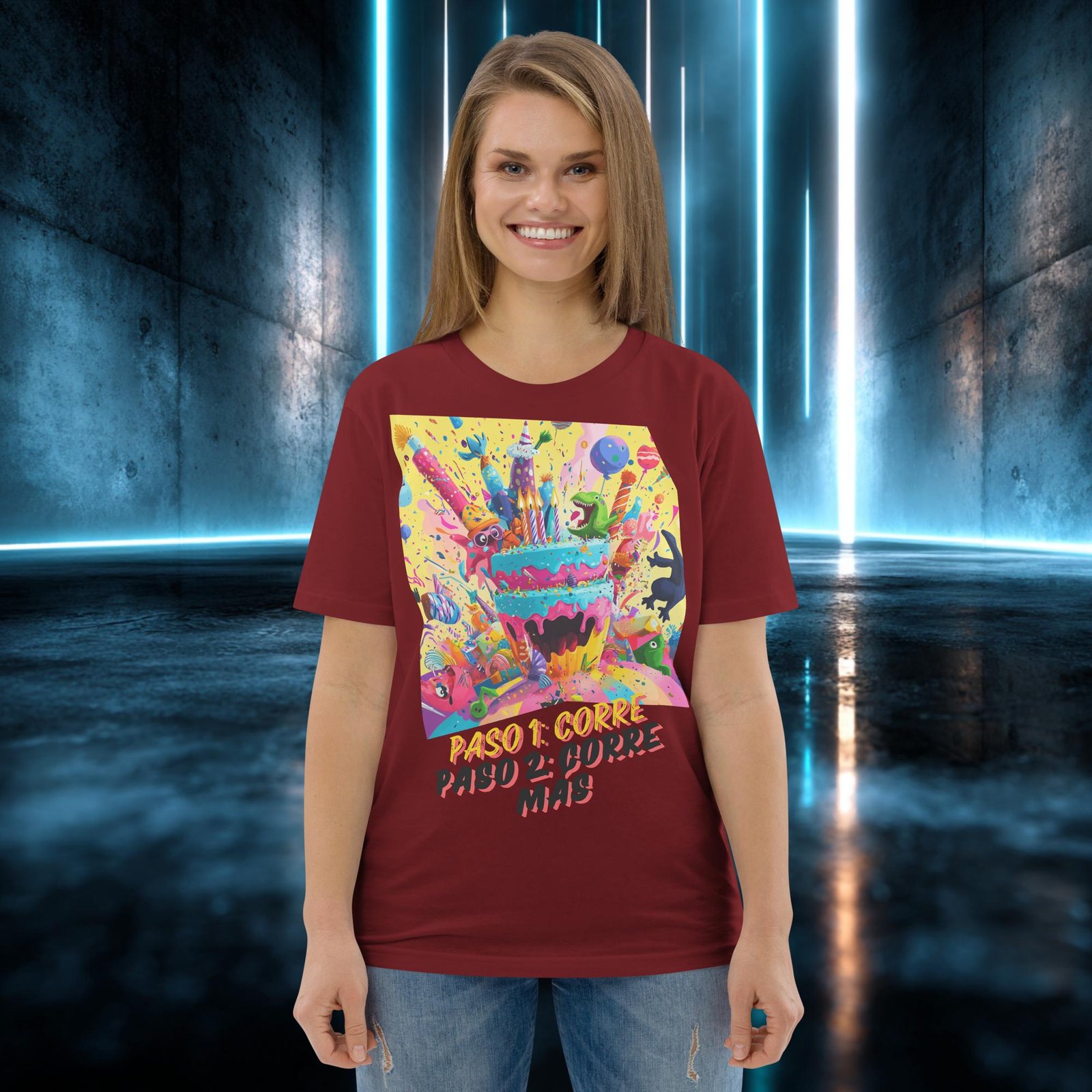 Camiseta orgánica con diseño Paso 1: Corre — color 8