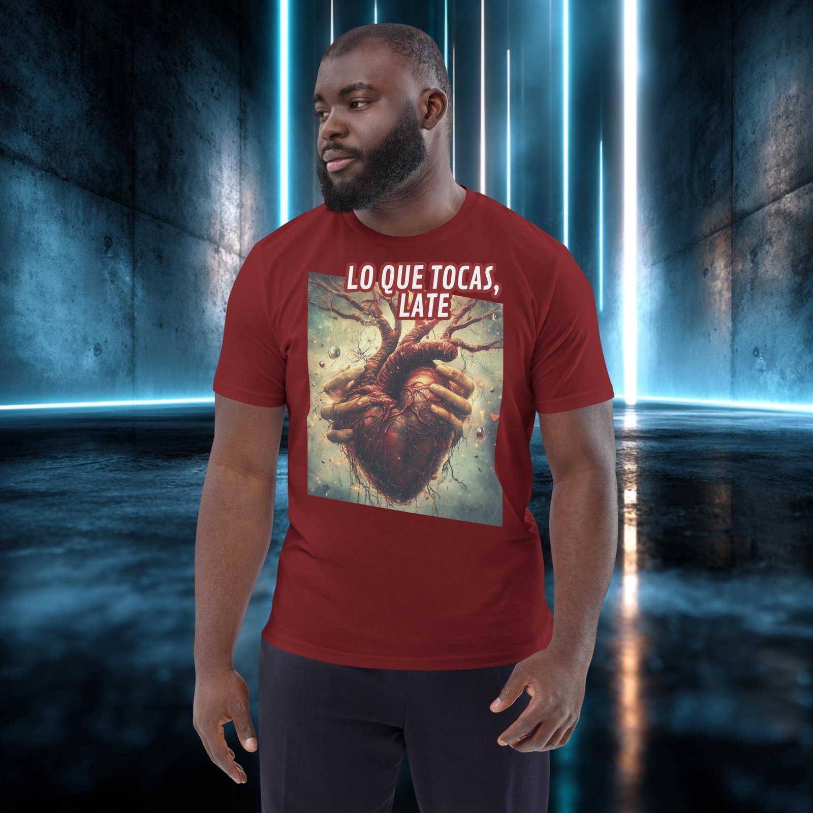 Camiseta orgánica con diseño Lo Que Tocas, Late — color 8