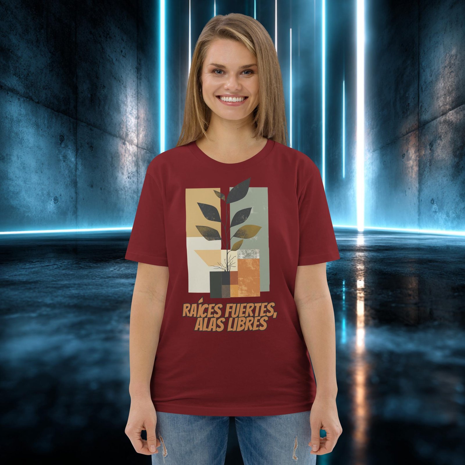 Camiseta orgánica con diseño Raíces Fuertes, Alas Libres — color 8