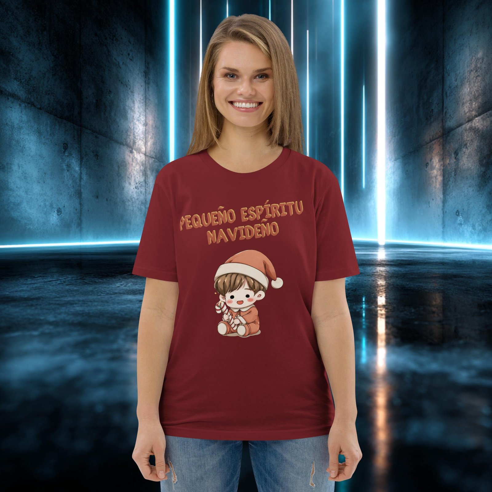 Camiseta orgánica con diseño Pequeño Espíritu Navideño — color 9