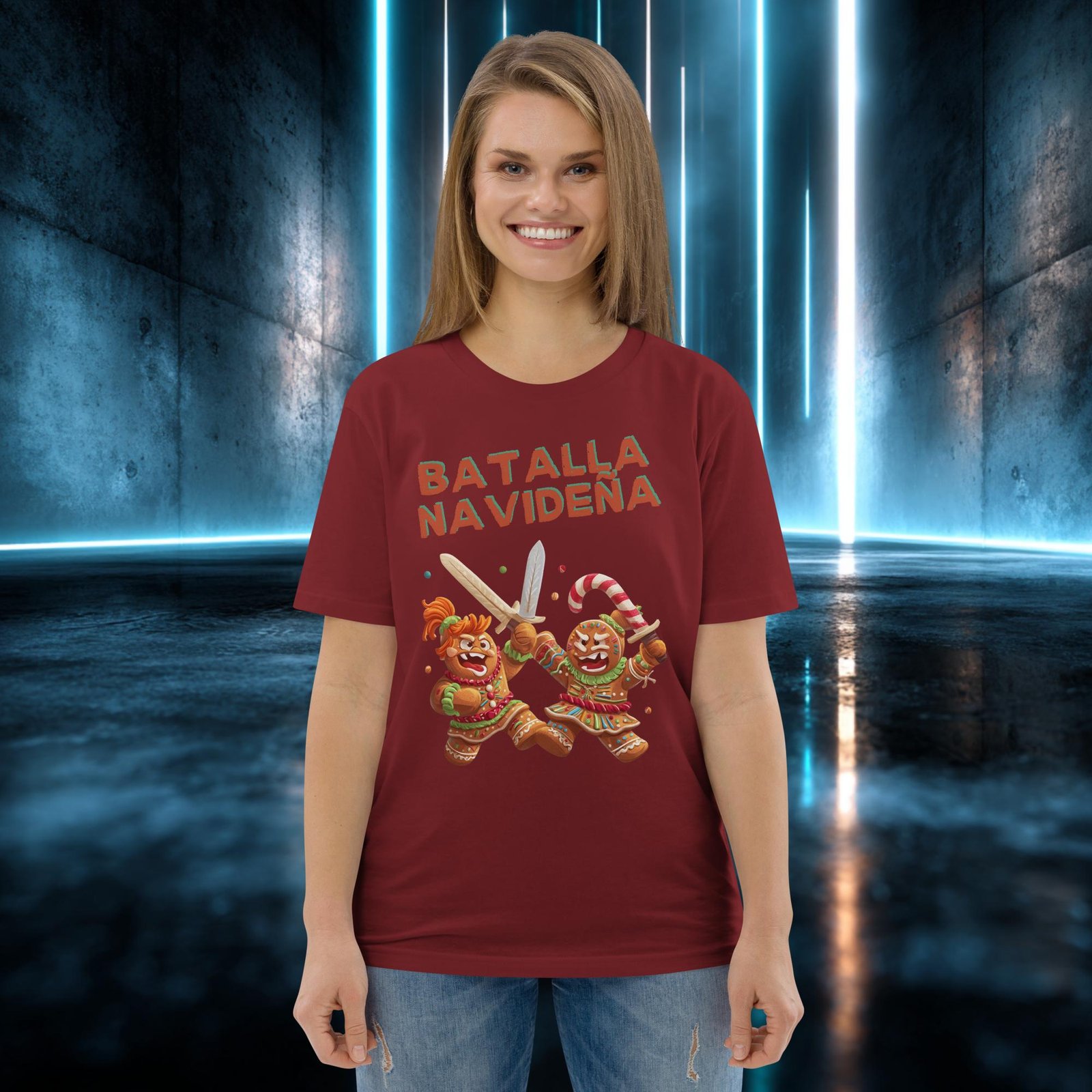 Camiseta orgánica con diseño Batalla Navideña — color 8