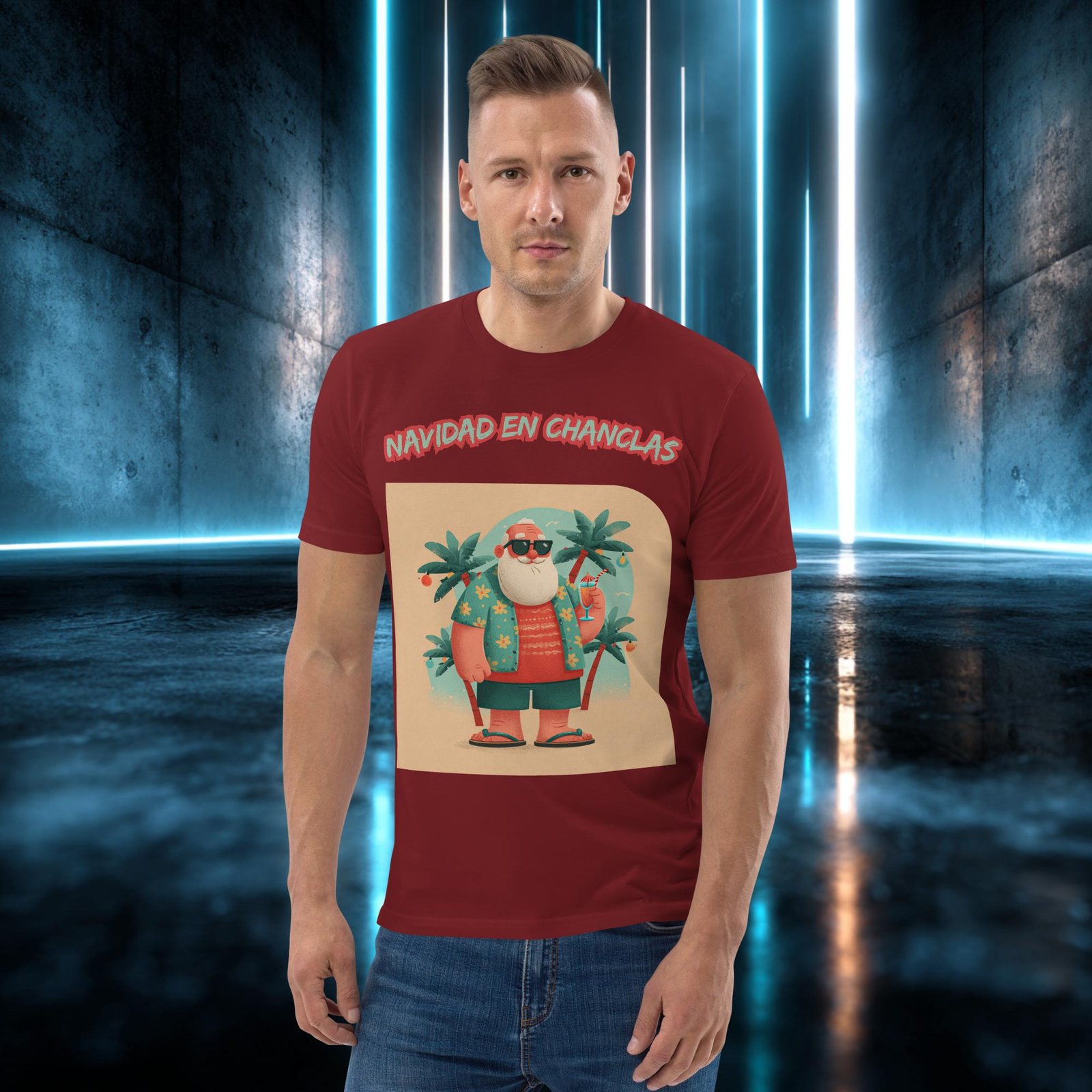 Camiseta orgánica con diseño Navidad en Chanclas — color 8