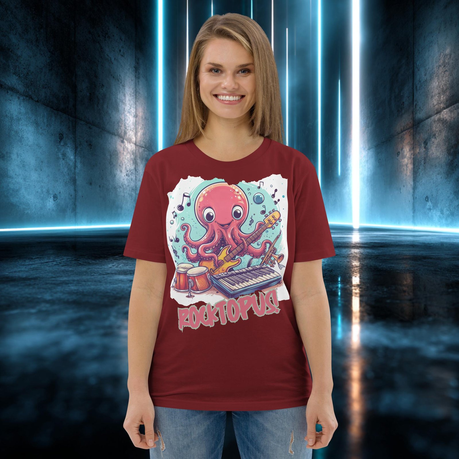 Camiseta orgánica con diseño Pulpo Rockero — color 8