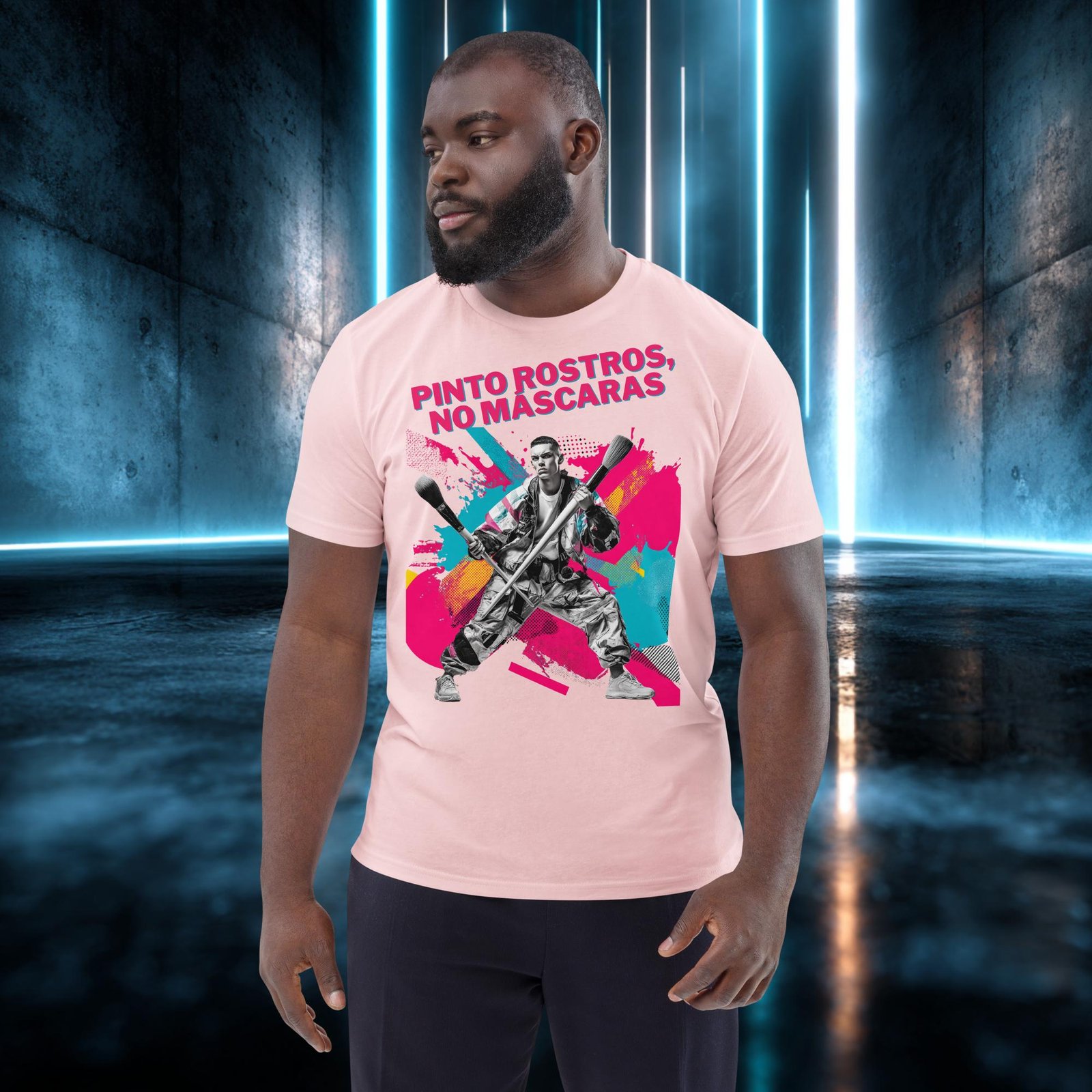 Camiseta orgánica con diseño Pinto Rostros, No Máscaras — color 14