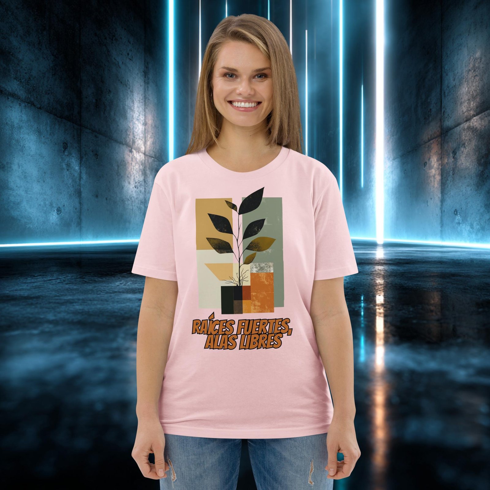 Camiseta orgánica con diseño Raíces Fuertes, Alas Libres — color 14
