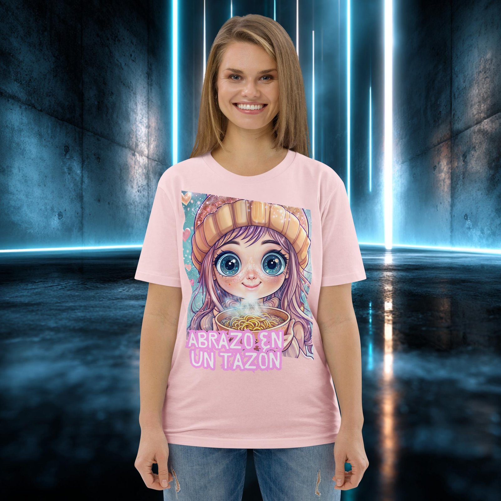 Camiseta orgánica con diseño Abrazo en un Tazón — color 14