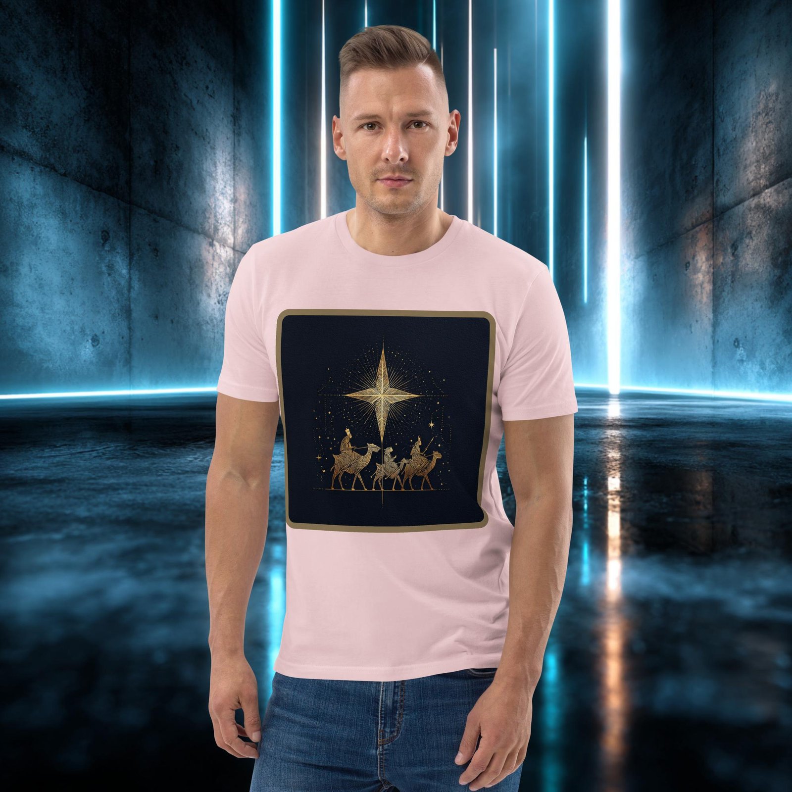 Camiseta orgánica con diseño Caravana Dorada — color 14