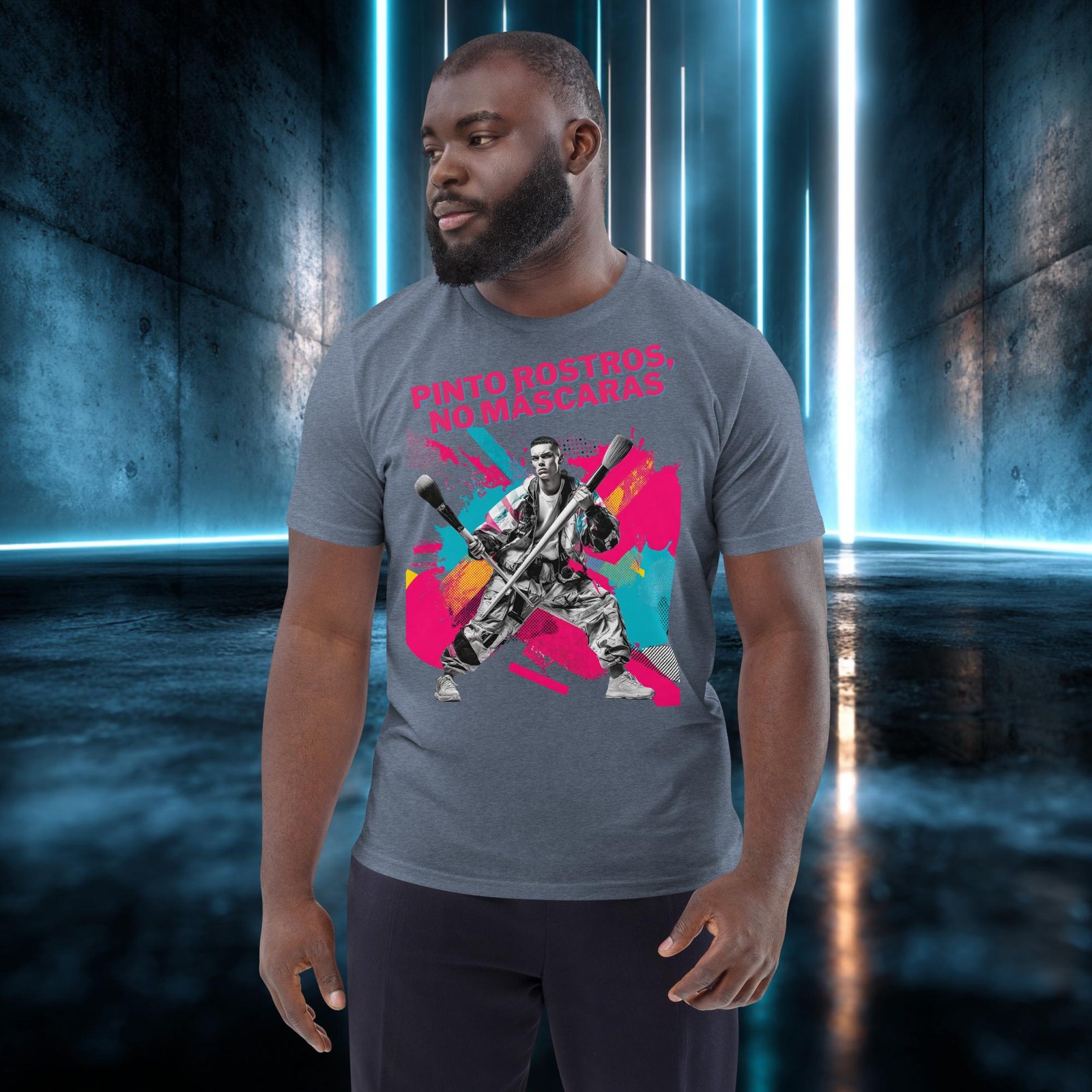 Camiseta orgánica con diseño Pinto Rostros, No Máscaras — color 10