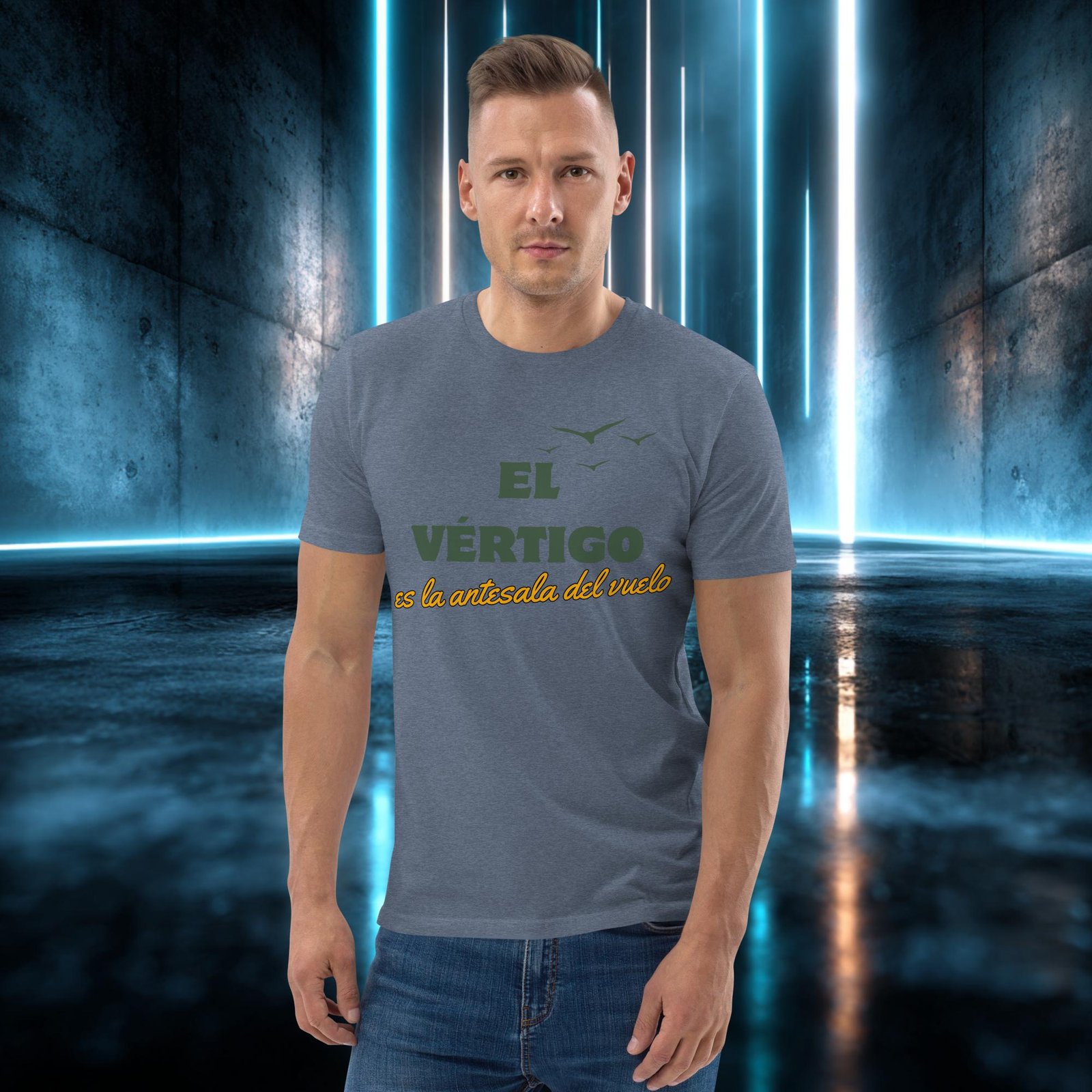 Camiseta orgánica con diseño El Vértigo Es la Antesala del Vuelo — color 10