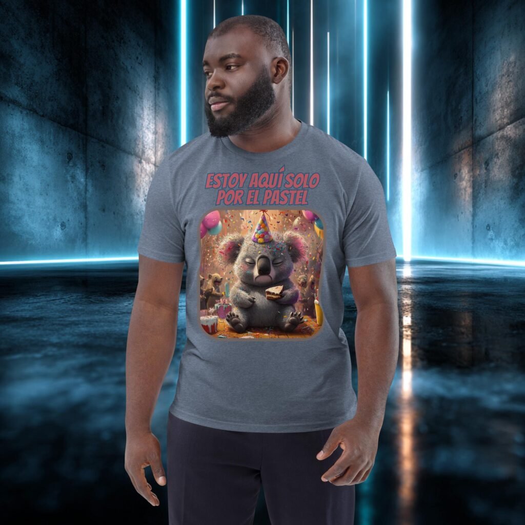 Camiseta orgánica con diseño Estoy Aquí Solo por el Pastel