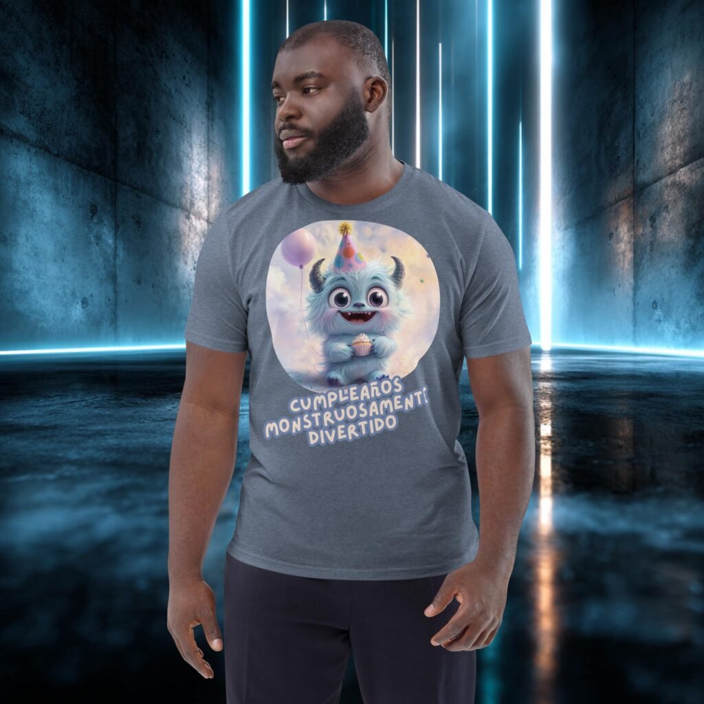 Camiseta orgánica con diseño Cumpleaños Monstruosamente Divertido