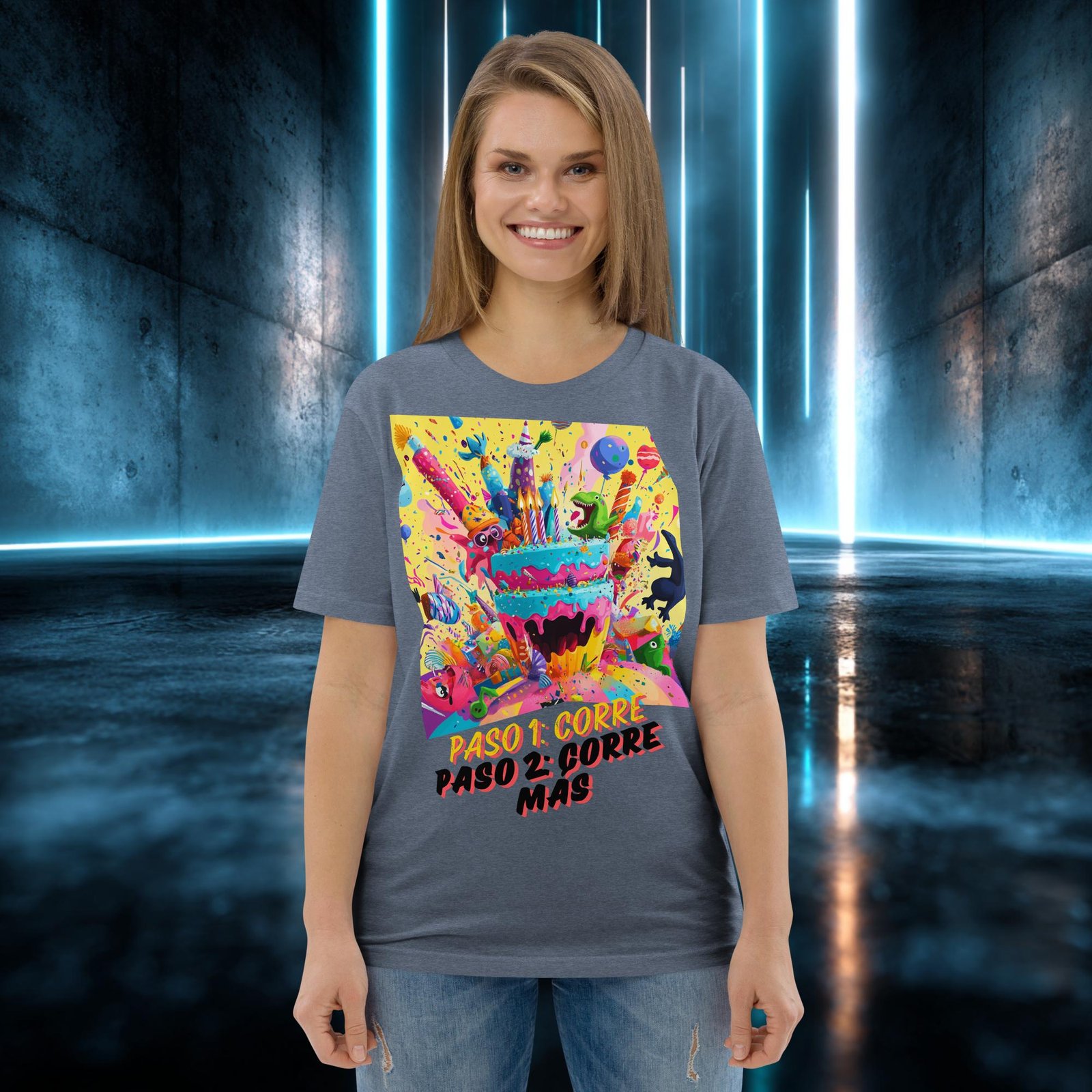 Camiseta orgánica con diseño Paso 1: Corre — color 10