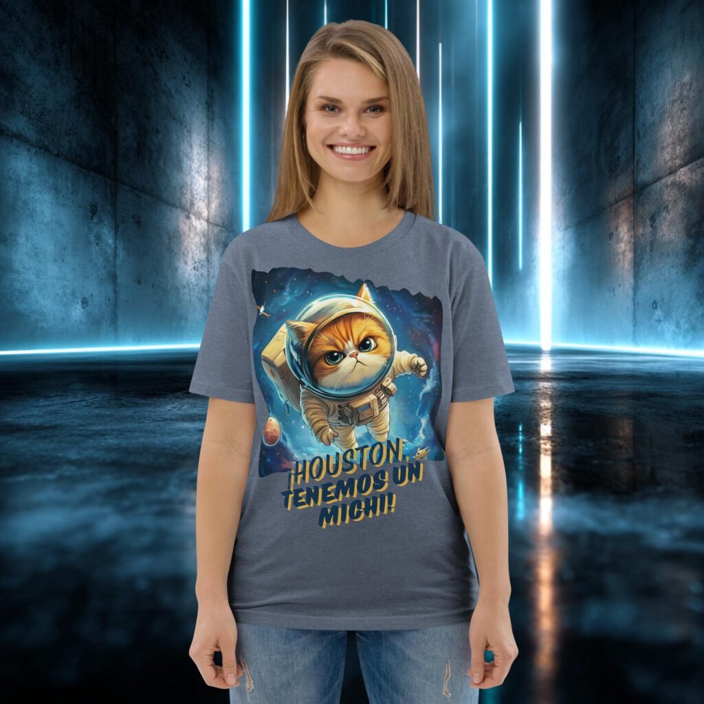 Camiseta orgánica con diseño Houston, Tenemos un Michi