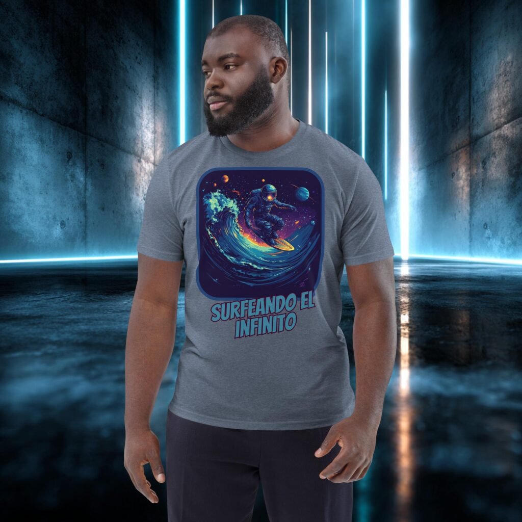 Camiseta orgánica con diseño Surfeando el Infinito