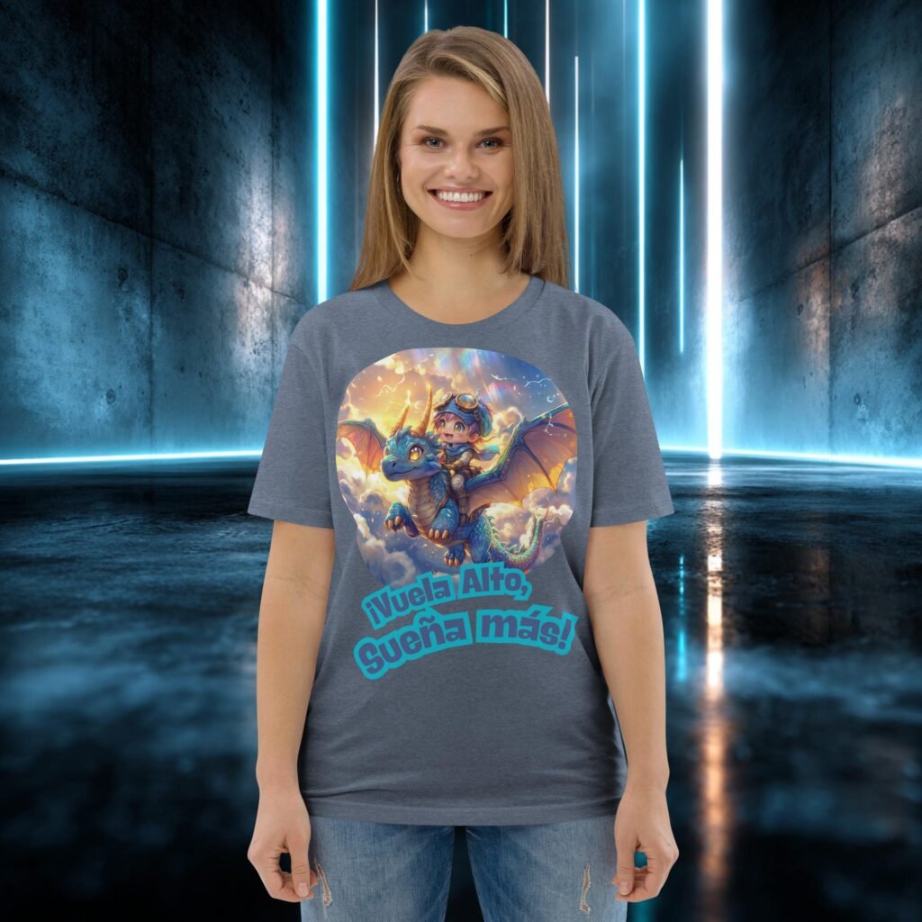 Camiseta orgánica con diseño Vuela Alto, Sueña Más