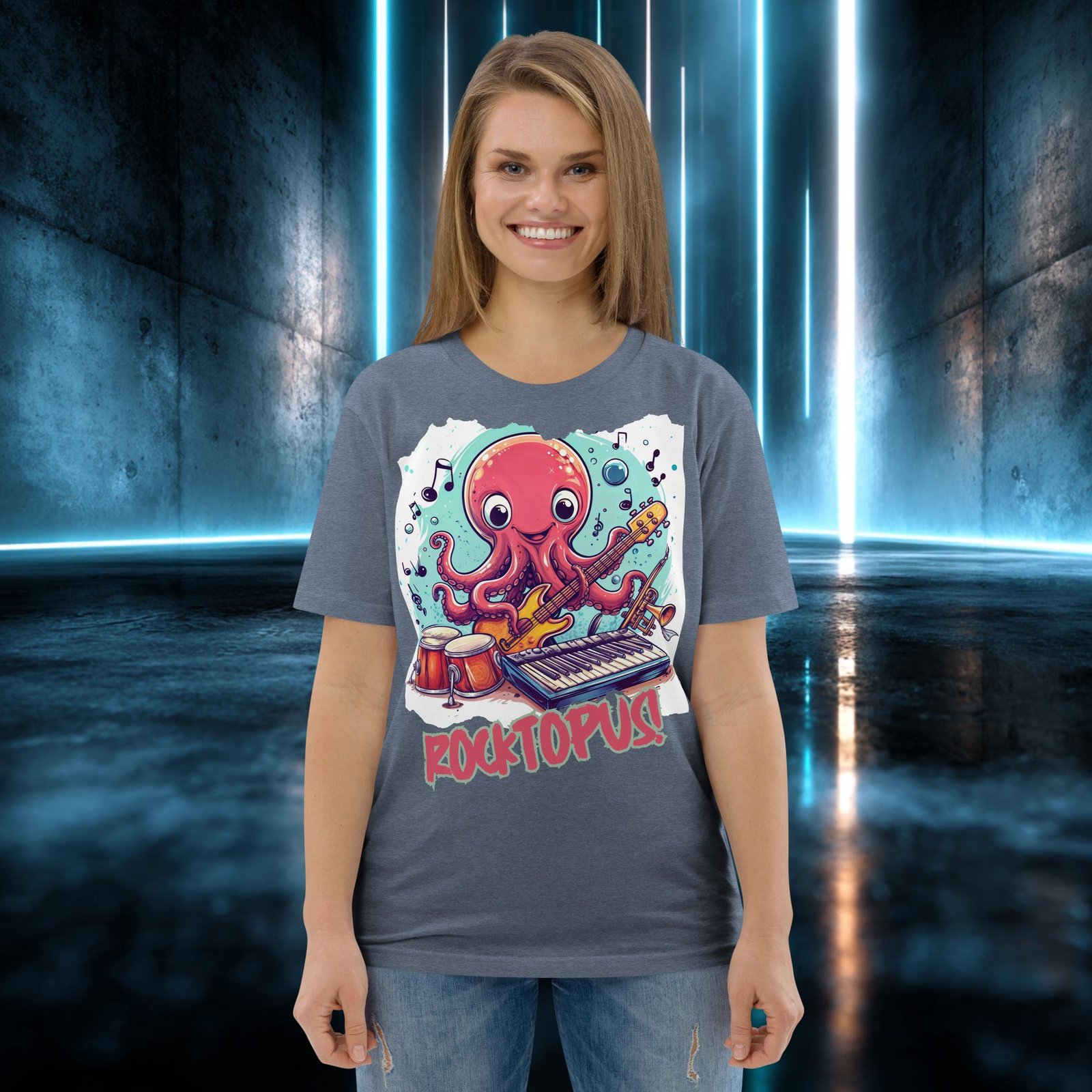 Camiseta orgánica con diseño Pulpo Rockero — color 10