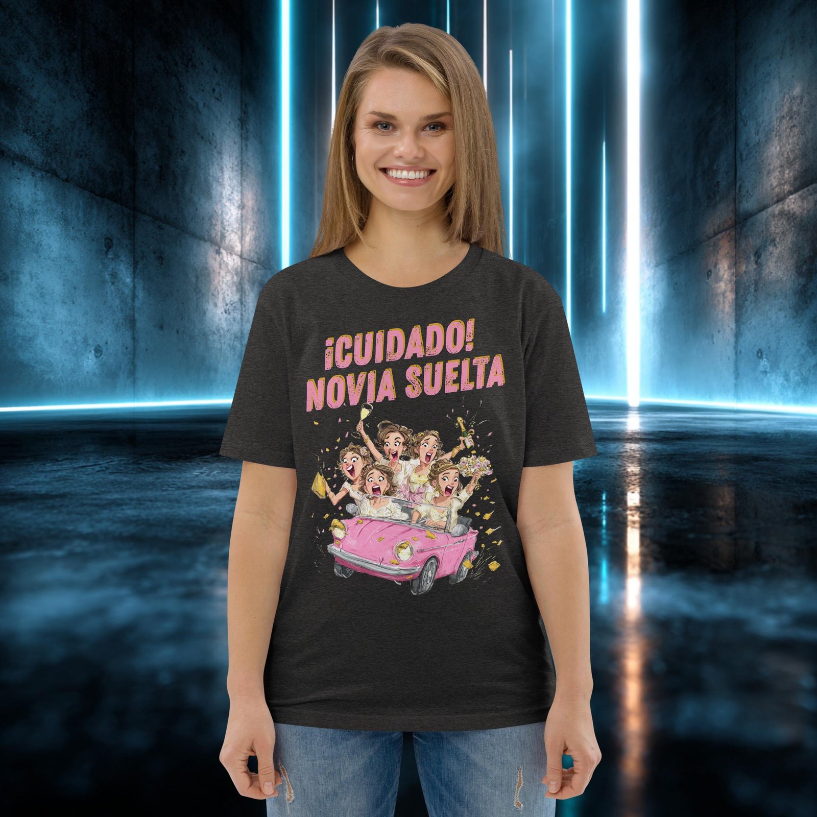 Camiseta orgánica con diseño Cuidado, Novia Suelta — color 9