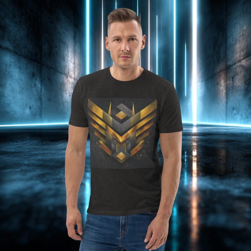 Camiseta orgánica con diseño Emblema Dorado