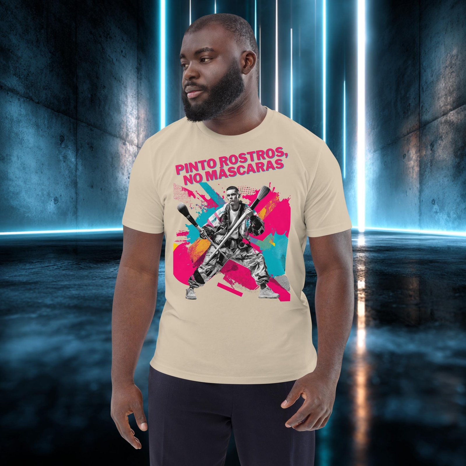 Camiseta orgánica con diseño Pinto Rostros, No Máscaras — color 6