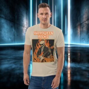 Camiseta orgánica con diseño Esqueleto Rockero