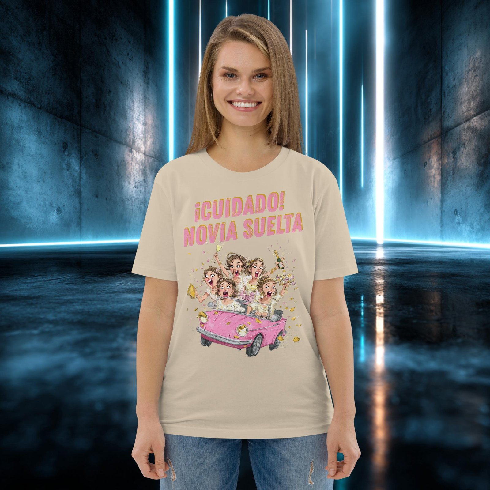 Camiseta orgánica con diseño Cuidado, Novia Suelta — color 6