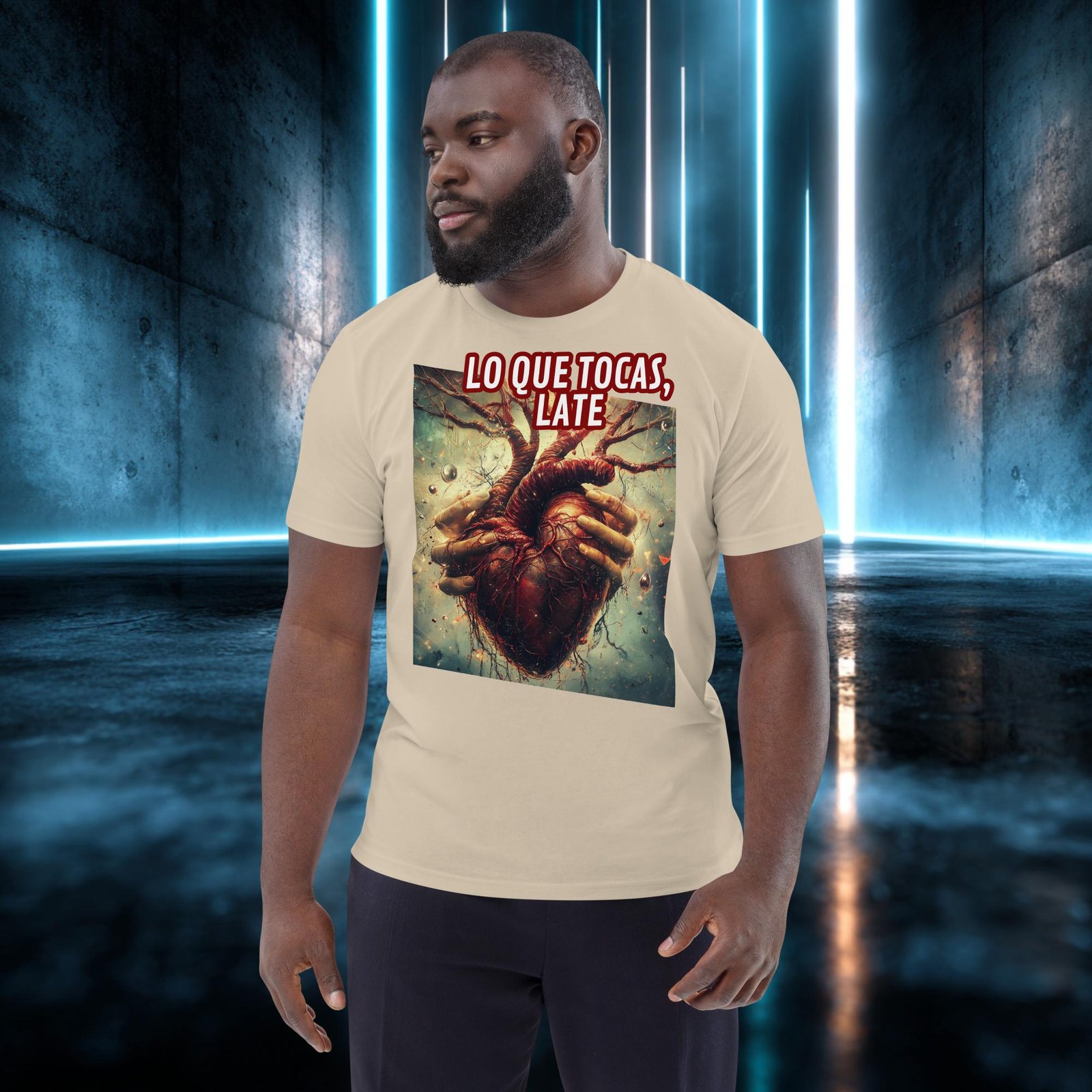 Camiseta orgánica con diseño Lo Que Tocas, Late — color 6