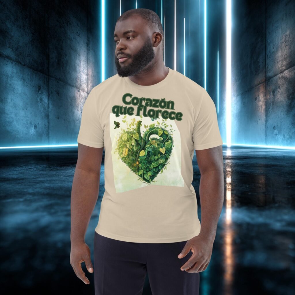 Camiseta orgánica con diseño Corazón que Florece