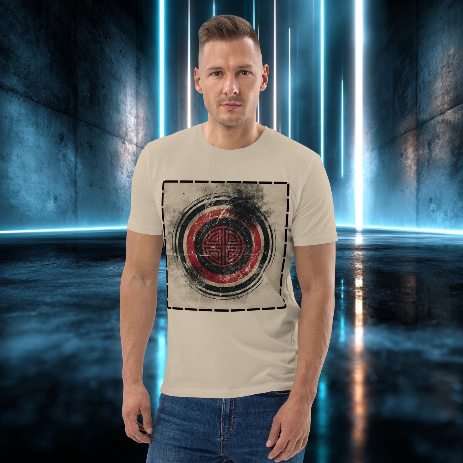 Camiseta orgánica con diseño Emblema Antiguo