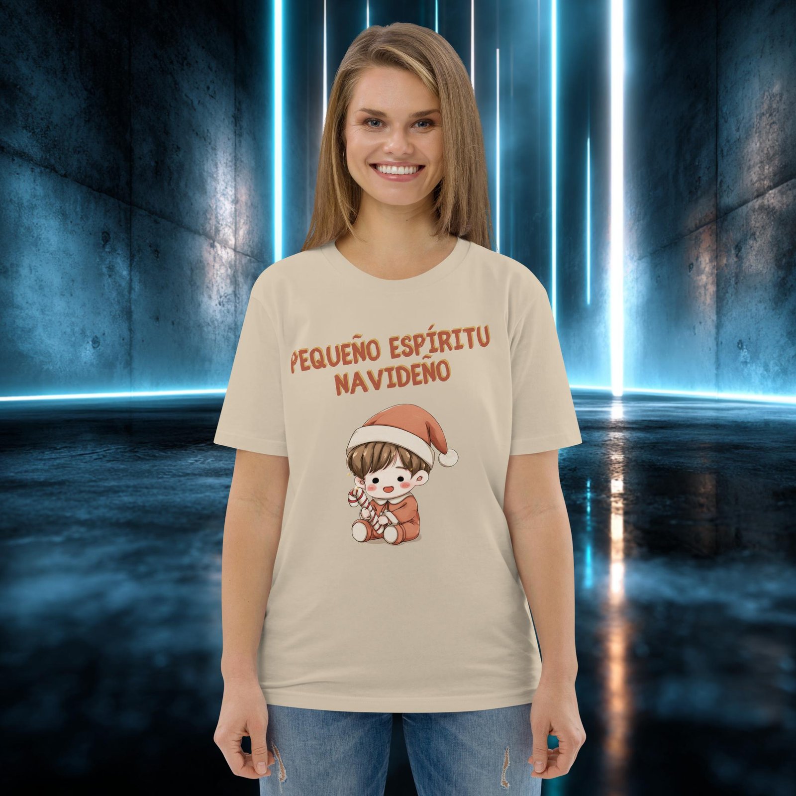 Camiseta orgánica con diseño Pequeño Espíritu Navideño — color 7