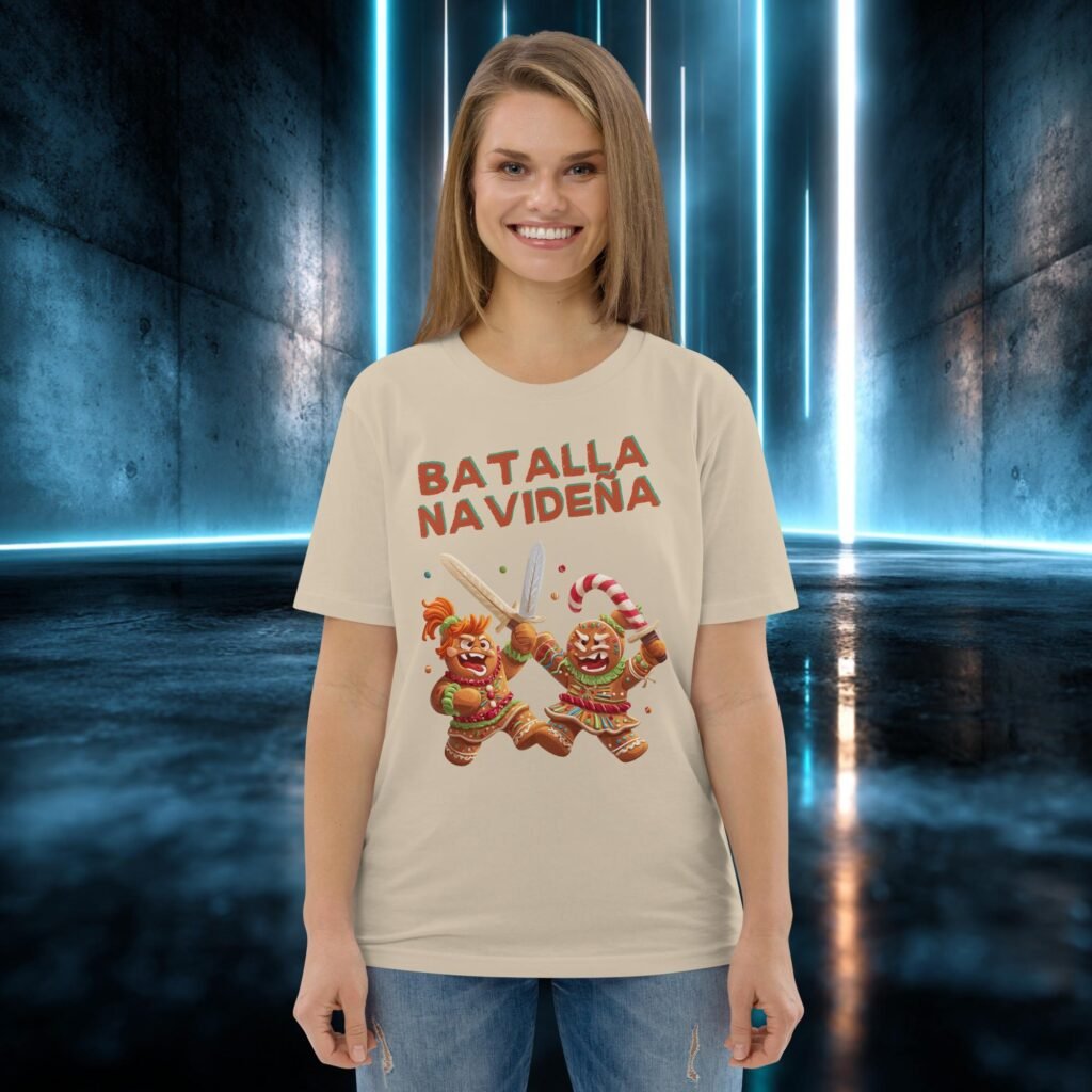 Camiseta orgánica con diseño Batalla Navideña