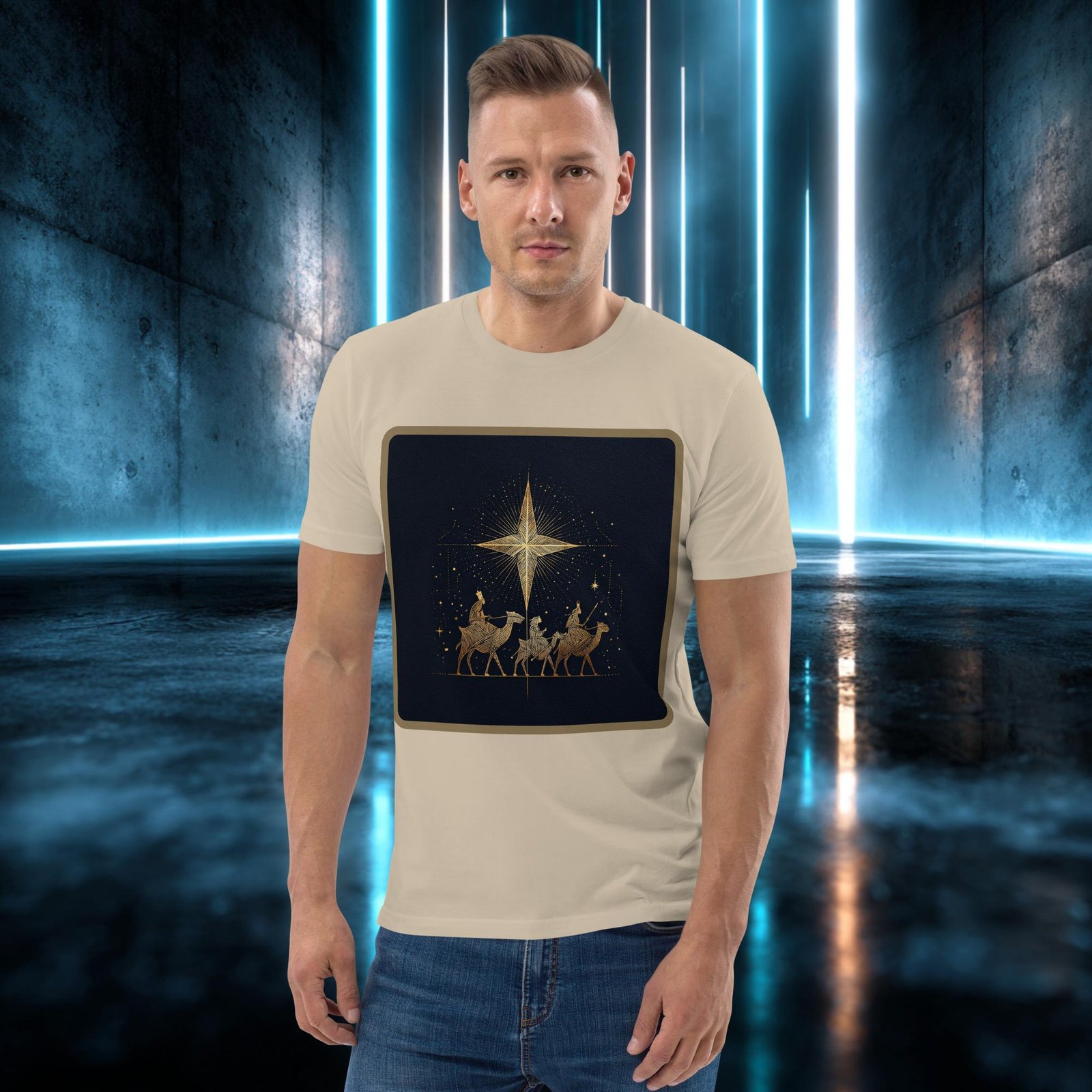 Camiseta orgánica con diseño Caravana Dorada — color 6