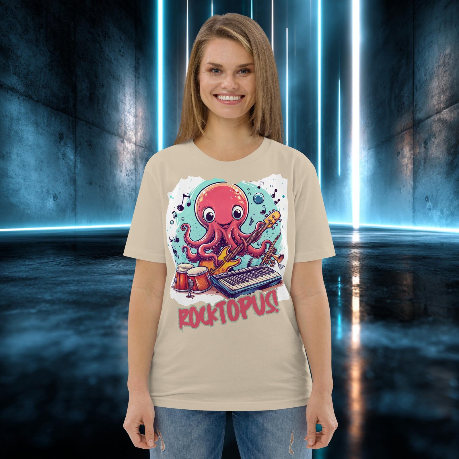 Camiseta orgánica con diseño Pulpo Rockero — color 7